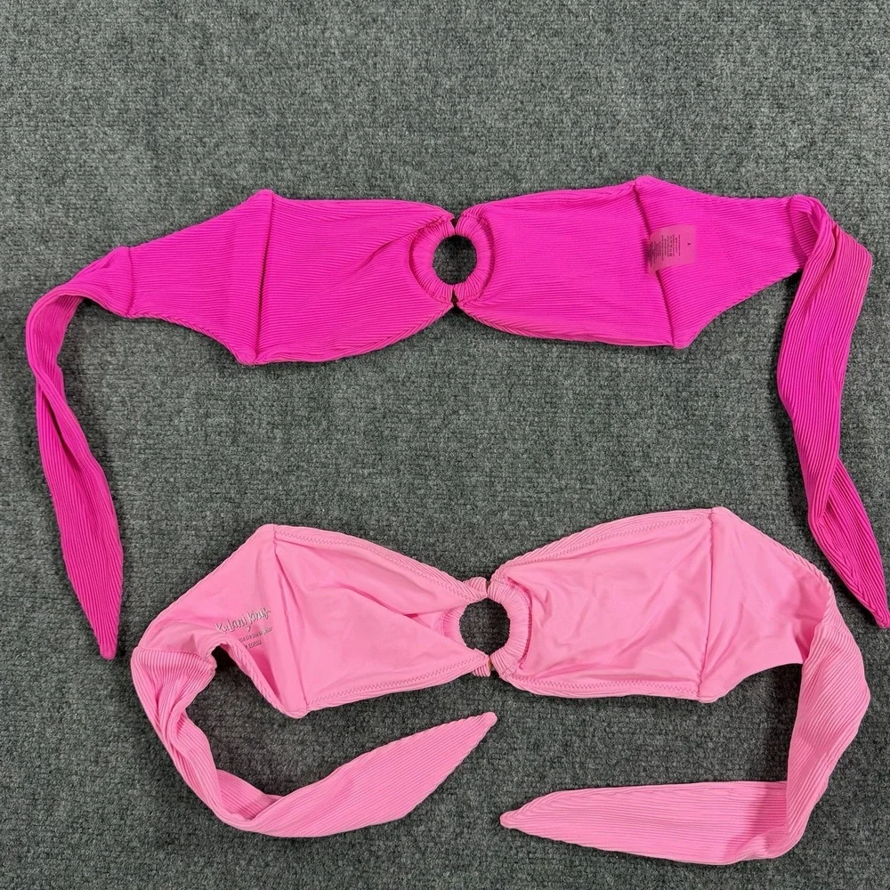 Kulani Kinis Bikini Top Womens Medium Pink Bundle Lot Bandeau Tie Swim Beach